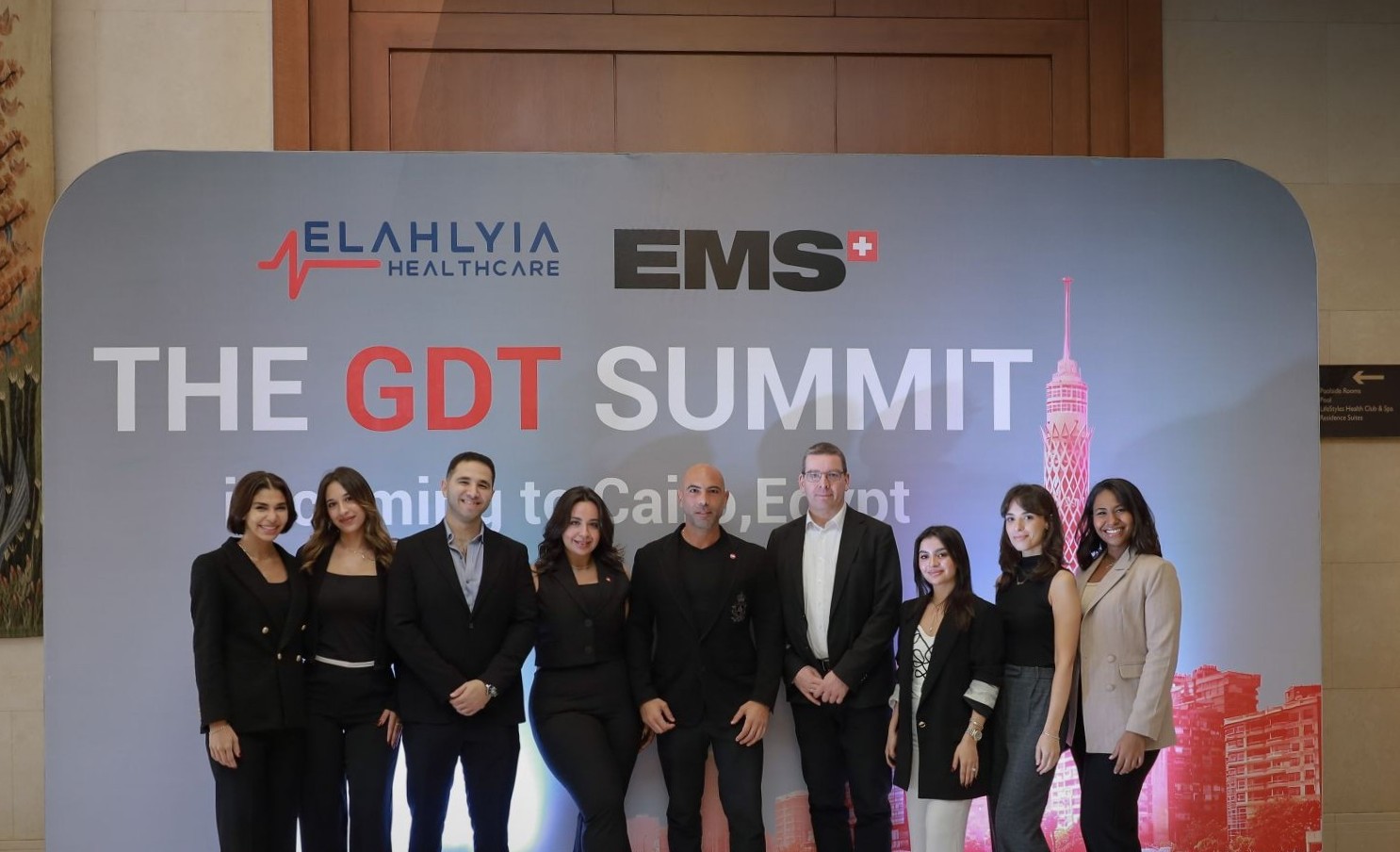 El-Ahlyia Healthcare team with partner representatives
